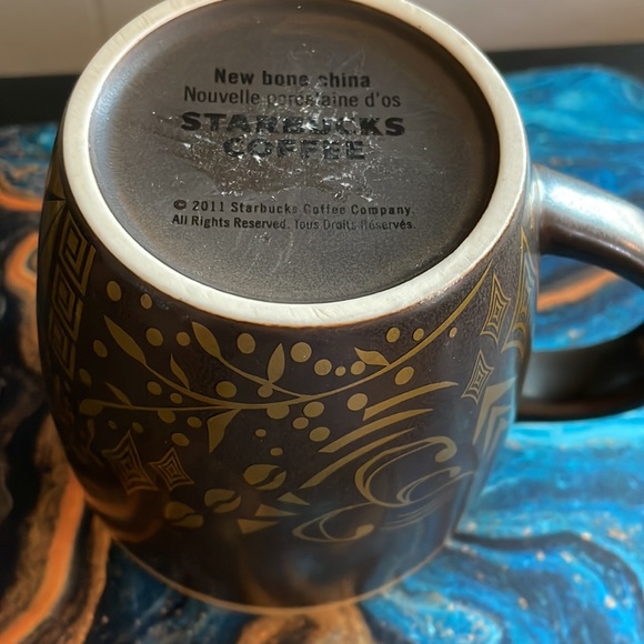 Starbucks New Bone China mug cup 2011 browns and golds - Picture 7 of 7